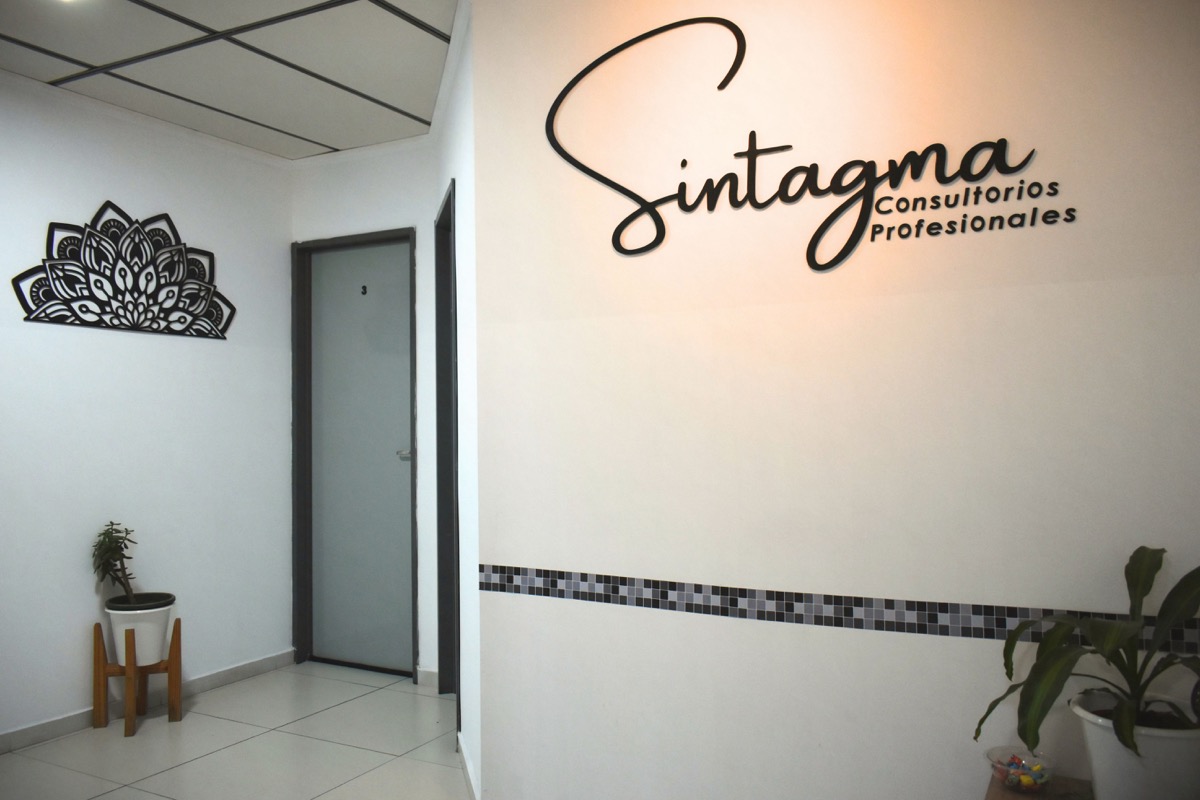 Detalle de acceso y señalética de Sintagma